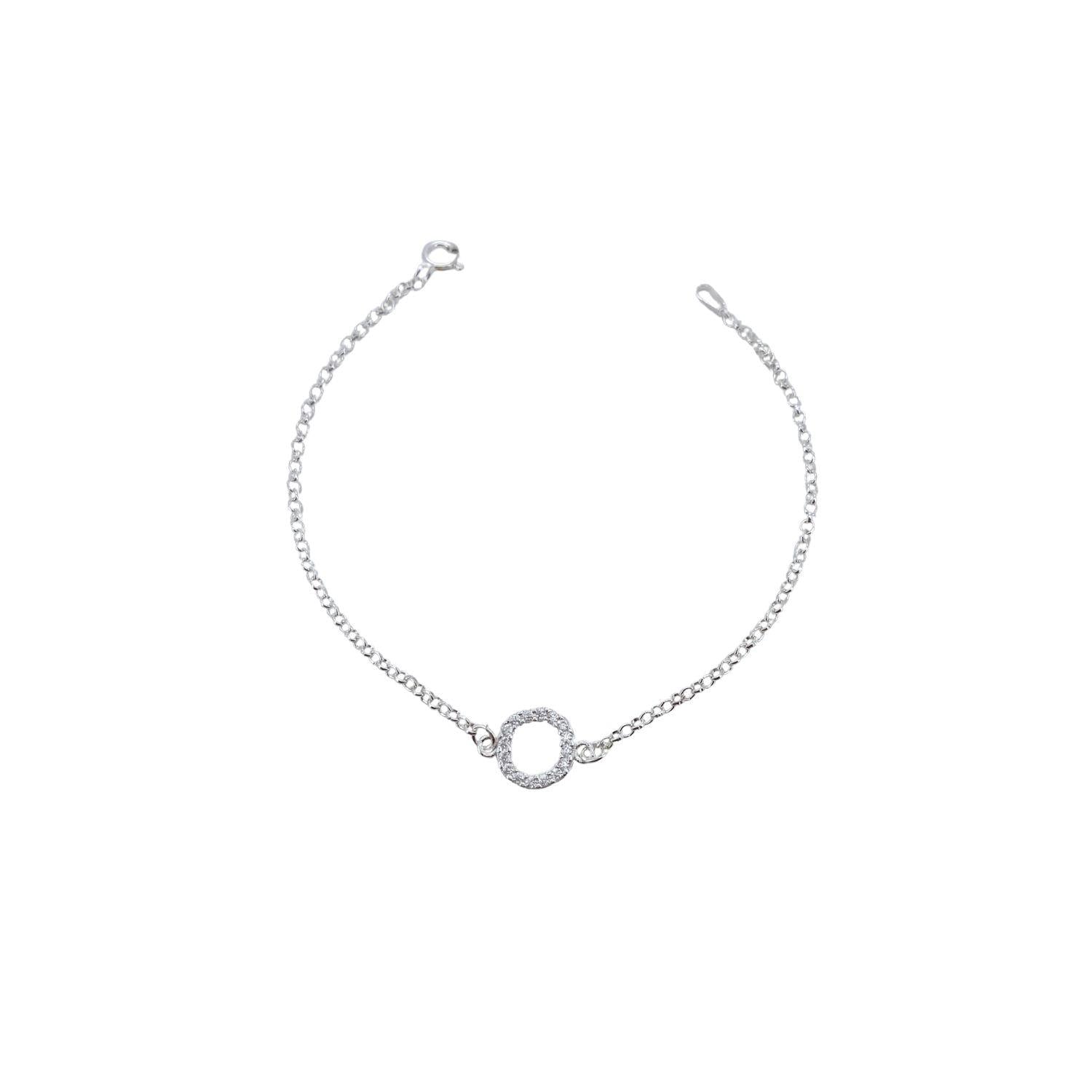 Pulseira Prata Redonda de Cristal Elo Português