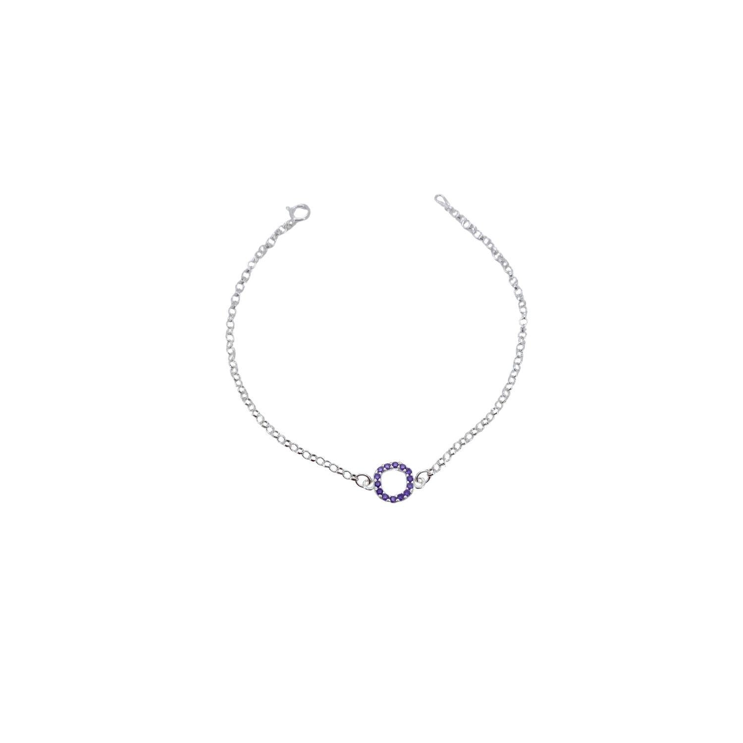 Pulseira Prata Redonda de Cristal Elo Português