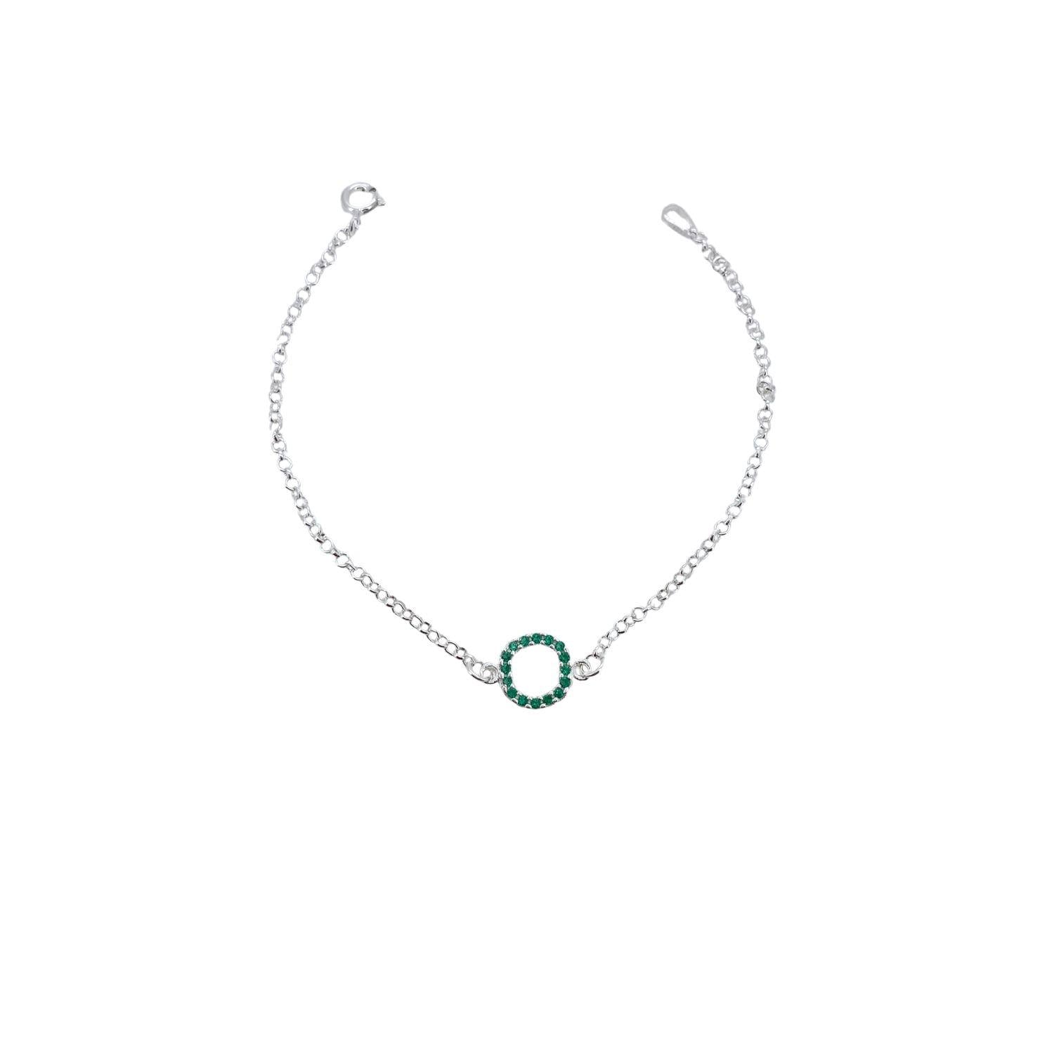 Pulseira Prata Redonda de Cristal Elo Português