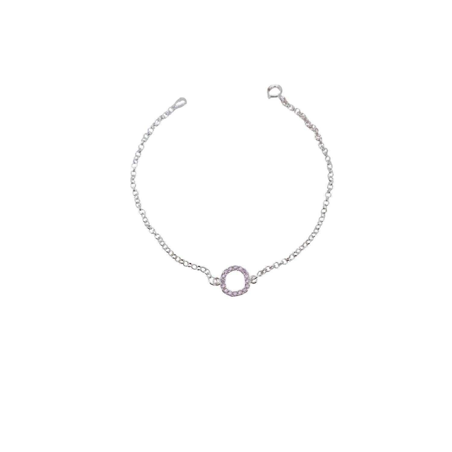 Pulseira Prata Redonda de Cristal Elo Português