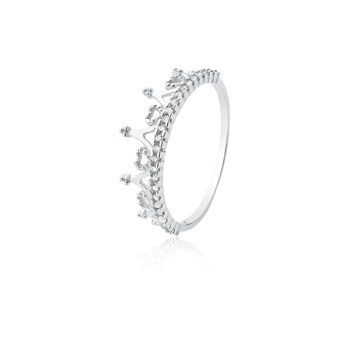 Anel Prata Princess Coroa Cravejada 3 POR R$200