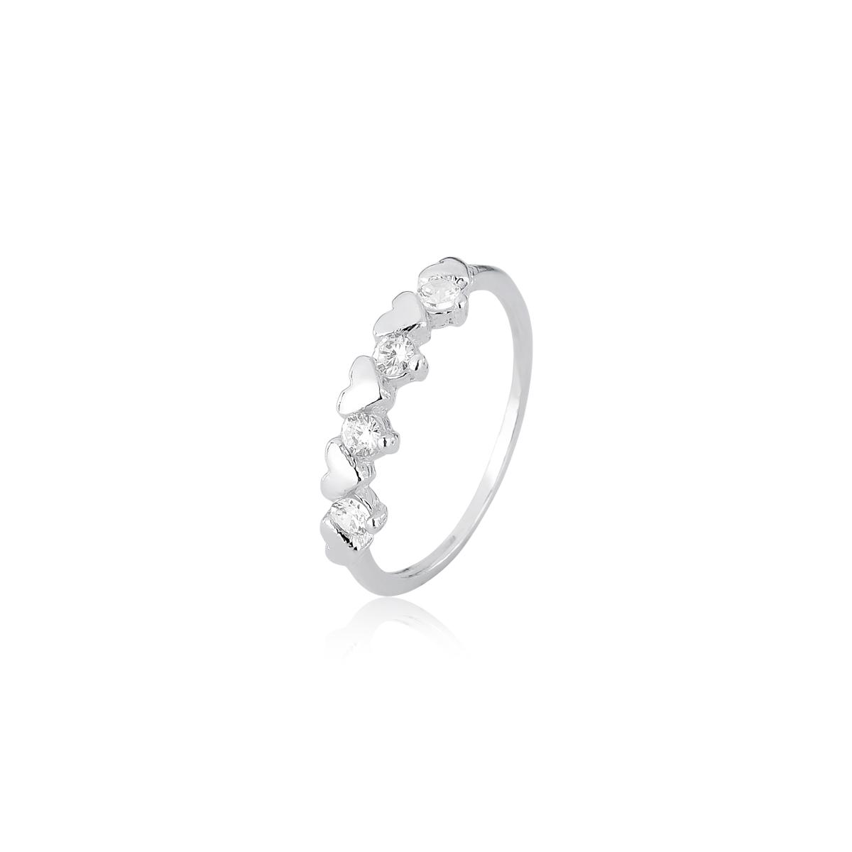 Anel Falange Love Heart Coração Pedrinha Cristal