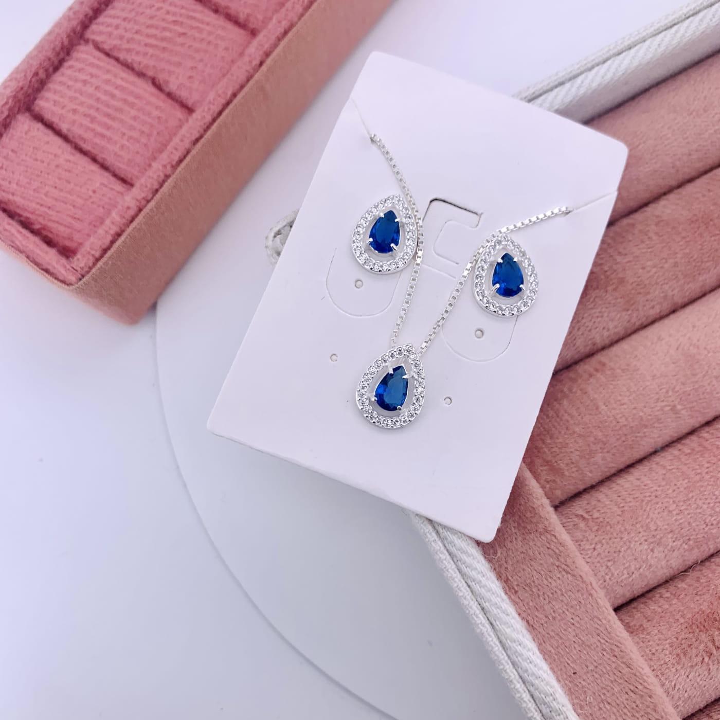 Conjunto Prata Celle Moldura de Gota