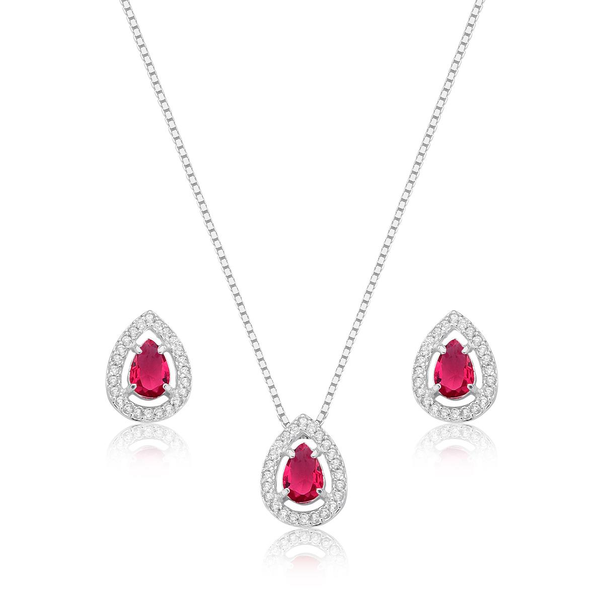 Conjunto Prata Celle Moldura de Gota