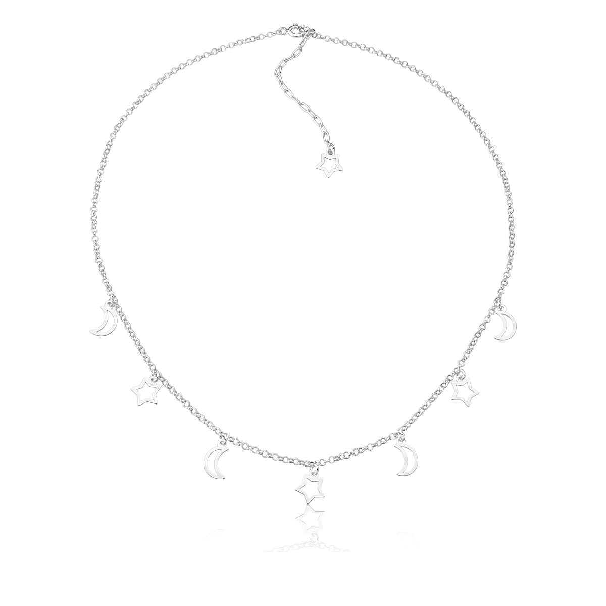 Choker Prata Lua e Estrelas Vazadas