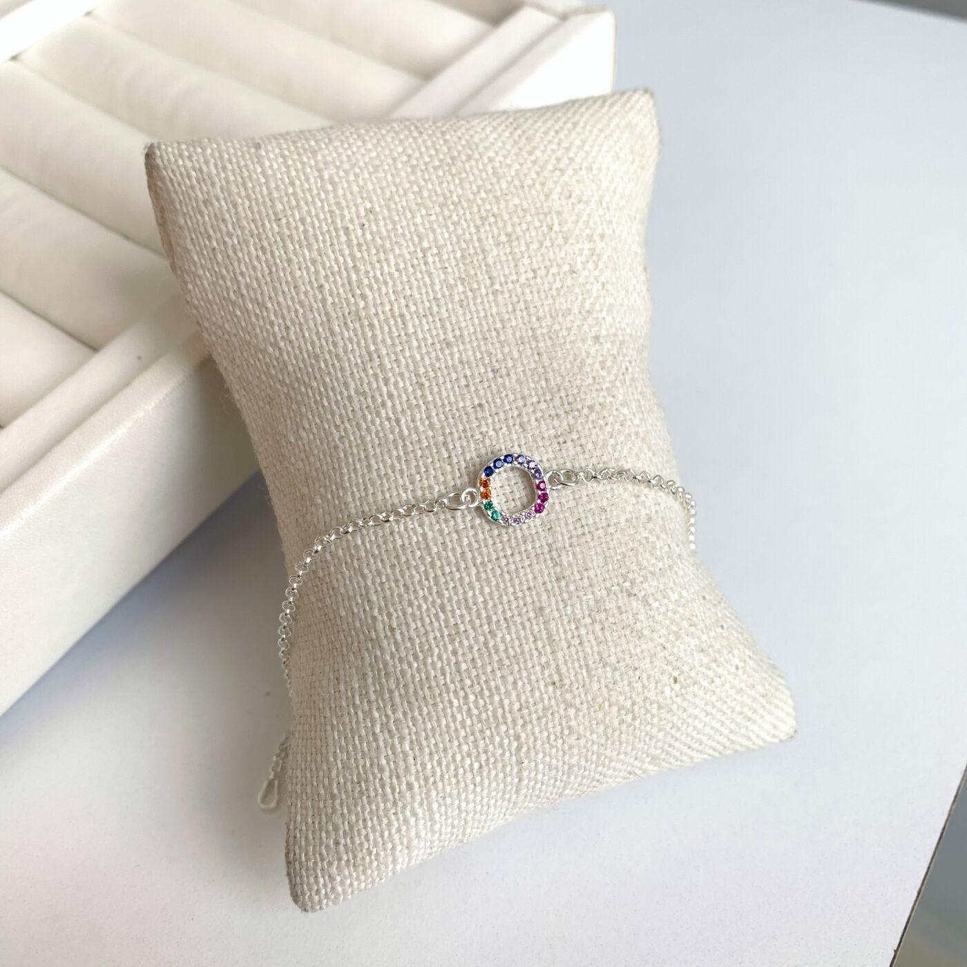 Pulseira Prata Redonda de Cristal Elo Português