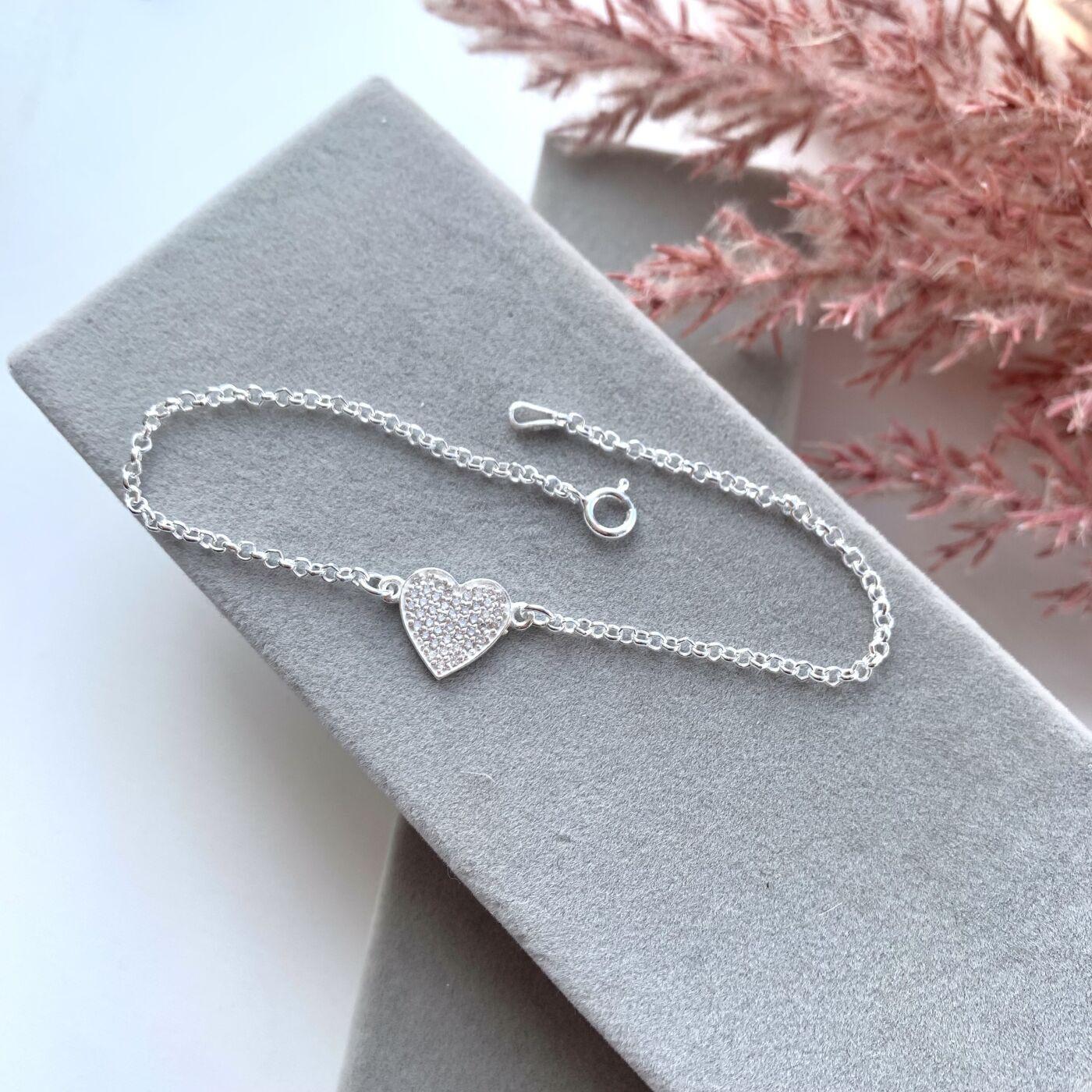 Pulseira Prata Blair Coração Brilhante Cristais