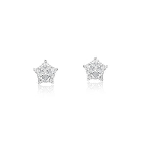 Brinco Prata Stella de Estrela com 6 Pedras de Cristal Cravejado