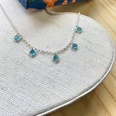 Pulseira Prata Veneza 5 Cristais Quadrados