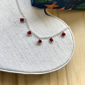 Pulseira Prata Veneza 5 Cristais Quadrados