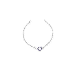 Pulseira Prata Redonda de Cristal Elo Português