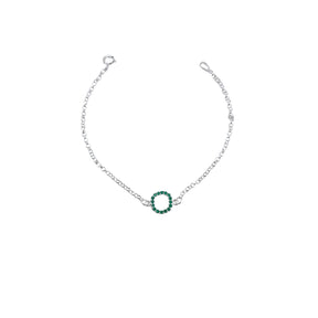 Pulseira Prata Redonda de Cristal Elo Português
