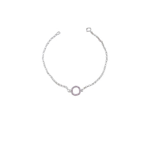 Pulseira Prata Redonda de Cristal Elo Português