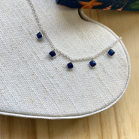 Pulseira Prata Veneza 5 Cristais Quadrados