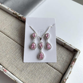 Conjunto Prata Serena Gotas de Luxo Cristal Brilhante