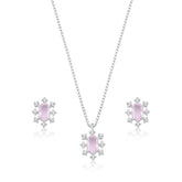 Conjunto Prata Veneza Cristal Oval Brilhante