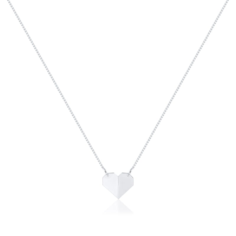 Colar Prata Coração Dobrado Minimalista