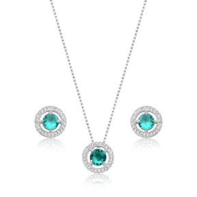 Conjunto Prata Isabel Moldura Iluminado Redondo Cravejado