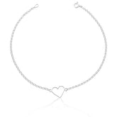 Pulseira Prata Amour com Coração Vazado