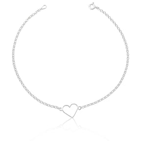 Pulseira Prata Amour com Coração Vazado