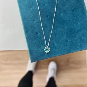 Colar Prata Isadora de Coração com Cristal Cravejado