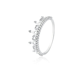 Anel Prata Princess Coroa Cravejada 3 POR R$200