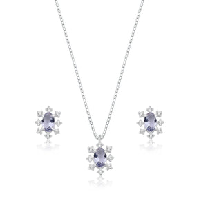 Conjunto Prata Veneza Cristal Oval Cravejado