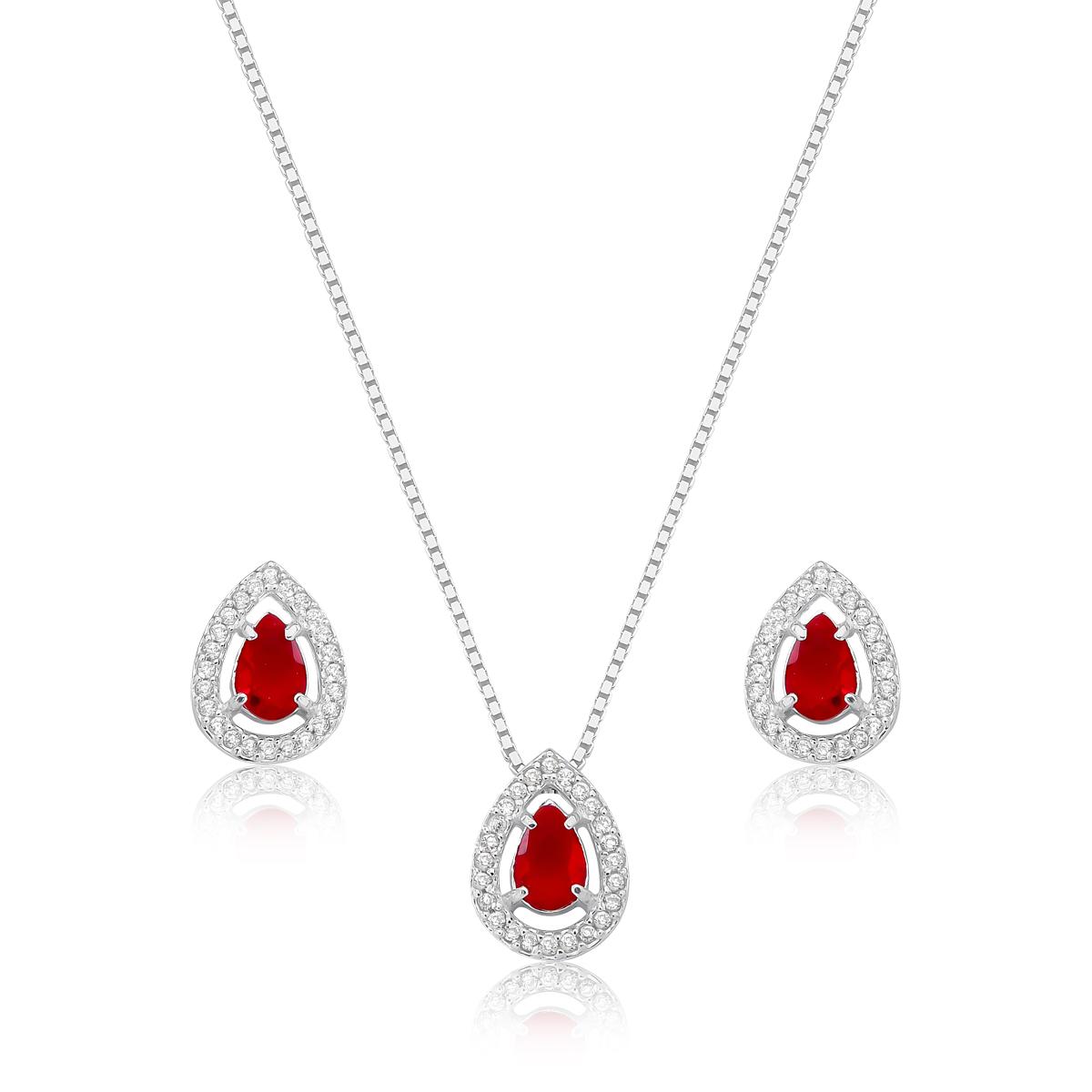 Conjunto Prata Celle Moldura de Gota
