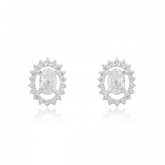 Brinco Anna Oval com Pedra e Moldura