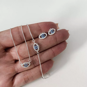 Pulseira Prata Greek Proteção Olho Grego Cílios Veneziana Cravejado