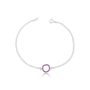Pulseira Prata Redonda de Cristal Elo Português