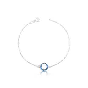 Pulseira Prata Redonda de Cristal Elo Português