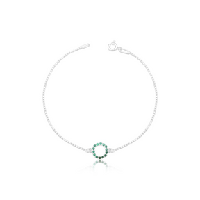 Pulseira Prata Redonda de Cristal Elo Português