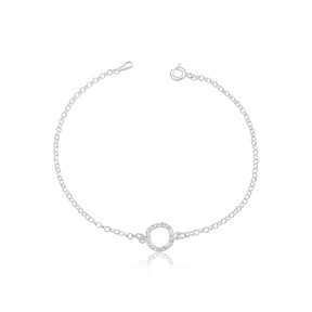 Pulseira Prata Redonda de Cristal Elo Português