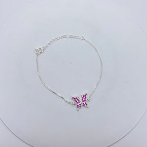 Pulseira Prata Viena Butterfly Asa Aberta Cristal Brilhante