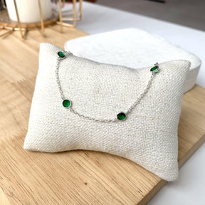 Pulseira Prata Lorena 4 Cristais Brilhantes