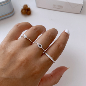 Anel Prata Lorenna Solitário 3MM Cristal Único Cravejado