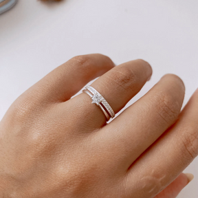 Anel Prata Lorenna Solitário 3MM Cristal Único Cravejado