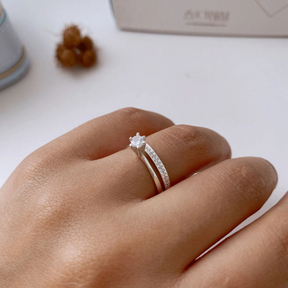 Anel Prata Lorenna Solitário 3MM Cristal Único Cravejado