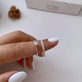 Anel Prata Lorenna Solitário 3MM Cristal Único Cravejado