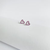 Brinco Prata Coração Amour Cristal Rubelita Cravejado