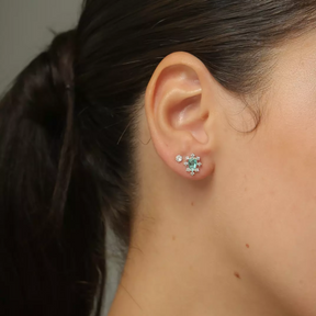 Conjunto Prata Veneza Cristal Oval Cravejado