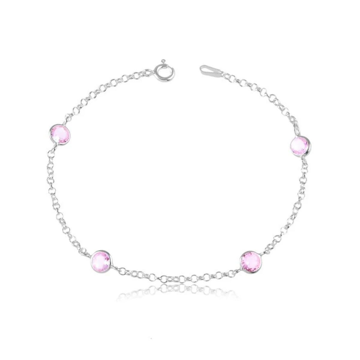 Pulseira Prata Lorena 4 Cristais Cravejados