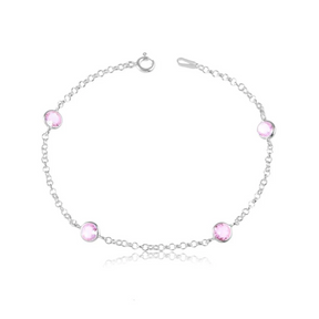 Pulseira Prata Lorena 4 Cristais Cravejados