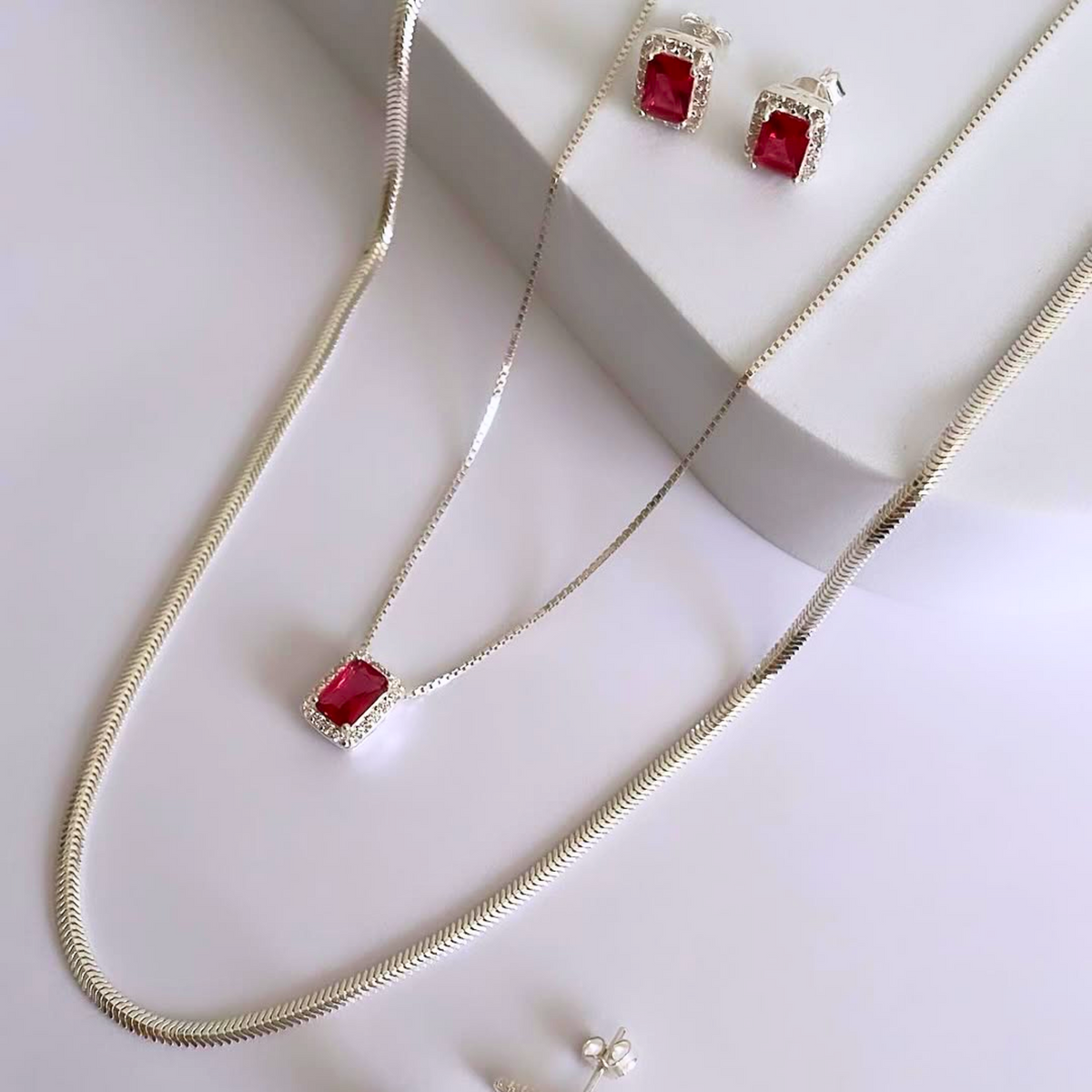 Conjunto Prata Condessa Com Zircônia Cravejada
