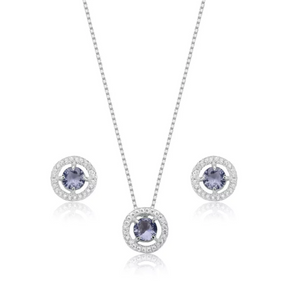 Conjunto Prata Isabel Moldura Iluminado Redondo Cravejado