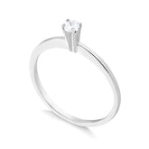 Anel Prata Lorenna Solitário 3MM Cristal Único Cravejado