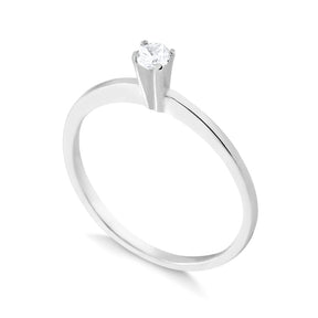 Anel Prata Lorenna Solitário 3MM Cristal Único Cravejado