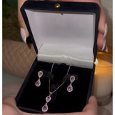 Conjunto Prata Serena Gotas de Luxo Cristal Brilhante