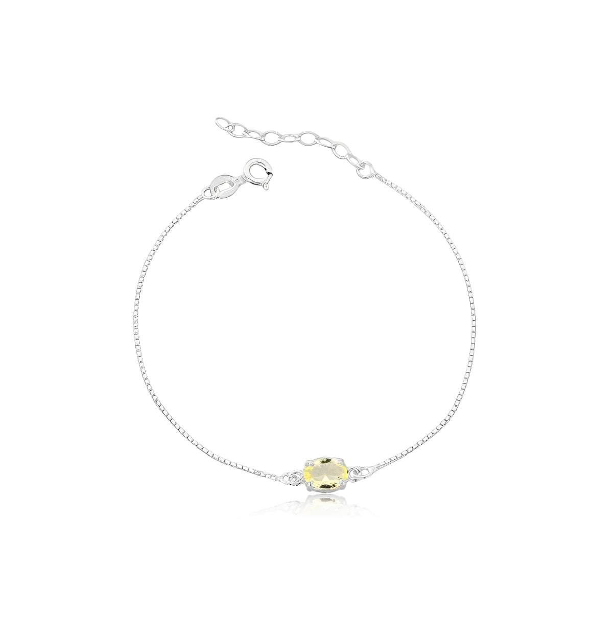 Pulseira Prata Oval Pedra Veneziana com Cristal único